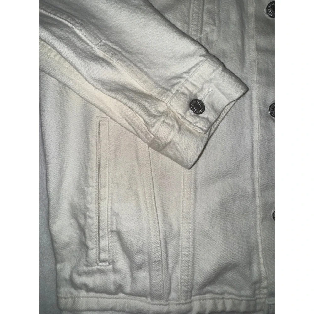 Levis Mens Trucker Jacket Cream Off White Denim Button Up Coat Size Medium - Picture 9 of 16